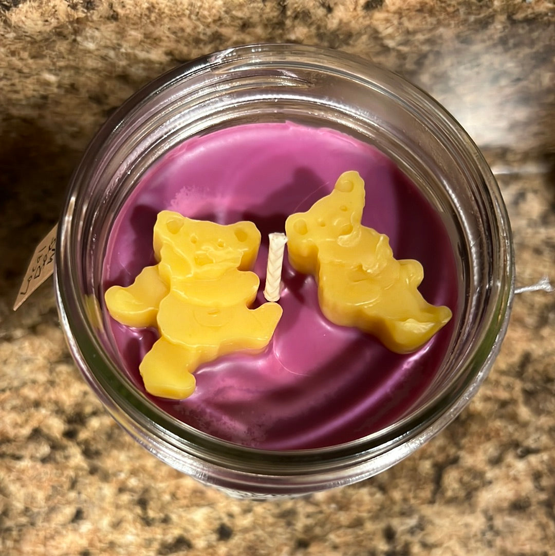 “Morning Dew” Blood Orange and Lavender Soy & Beeswax Blended Candle with 100% Local Beeswax Toppers
