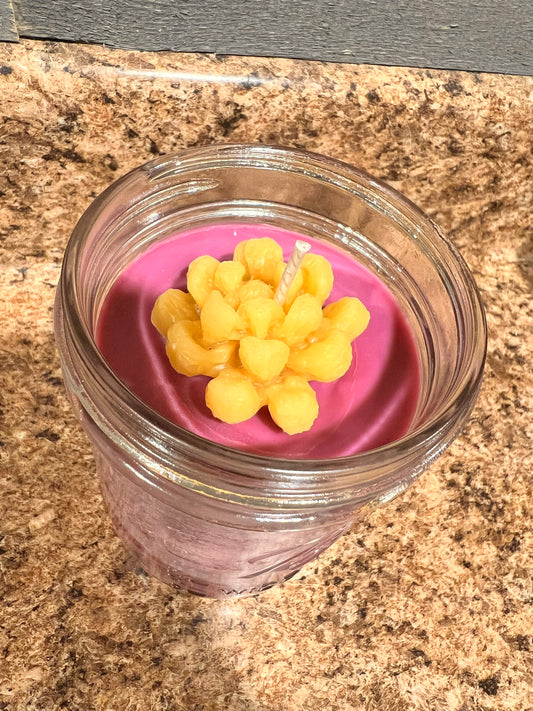 “Morning Dew” Blood Orange and Lavender Soy & Beeswax Blended Candle with 100% Local Beeswax Toppers