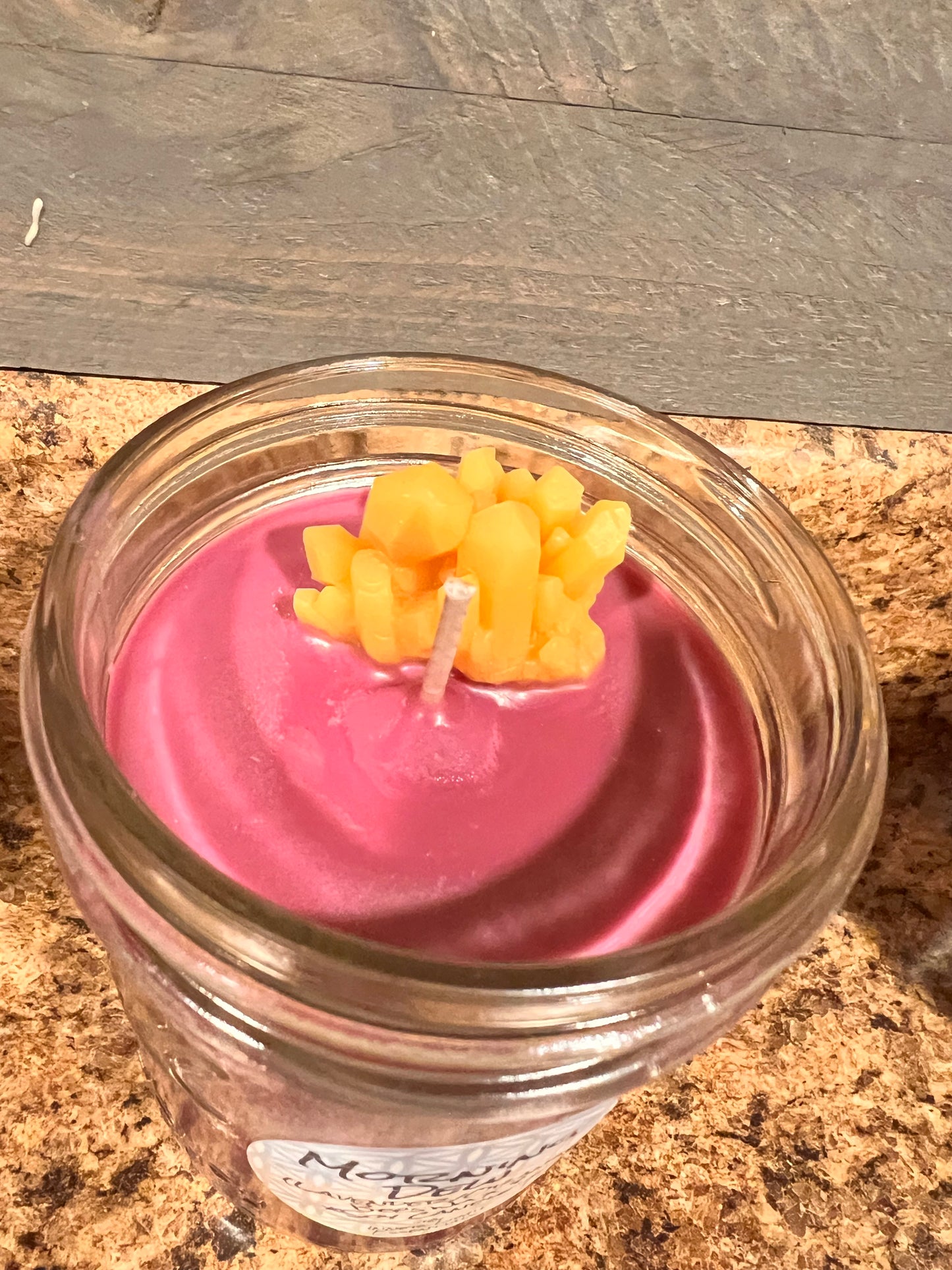 “Morning Dew” Blood Orange and Lavender Soy & Beeswax Blended Candle with 100% Local Beeswax Toppers